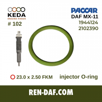 Кільце форсунки гумове [23.0 х 2.50 FKM] DAF XF-CF Paccar MX-11 (1944124-2102390) KEDA