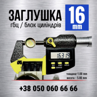 16 мм Заглушка пробка головки блоку циліндрів s=1.0 (LENO)