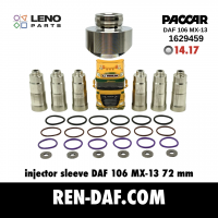 DAF 1904700-1629459 стакан-втулка паливної форсунки [14.17] XF-CF 106 Paccar MX-13| LENO
